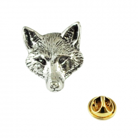 Fox Head Pewter Lapel Pin Badge