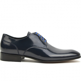 Frank – Leather men blue polished Derby