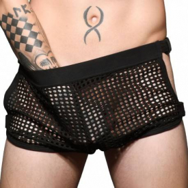 Andrew Christian FUKR Buckle Net Dance Short – Black L