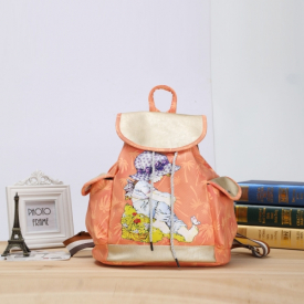 Fashion Women Candy Color Backpack PU Leather Girl Pattern Drawstring Casual Cute School Travelling Bag