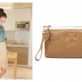 Luxury Women Clutch Bag Crocodile Pattern Genuine Leather Shoulder Chain Messenger Bag Purse