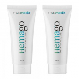 maxmedix HemaGo Cream – Natural Soothing Formula for Piles – Dermatologically Tested – Natural Botanicals with Vitamin E – GMP Certified 60ml Cream x2
