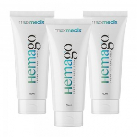 maxmedix HemaGo Cream – Natural Soothing Formula for Piles – Dermatologically Tested – Natural Botanicals with Vitamin E – GMP Certified 60ml Cream x2