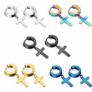 stainless steel mens womens hoop earrings piercings huggie hypoallergenic (cross earrings 5pair) miniinthebox