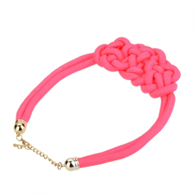 Chunky Statement Handmade Knitted Rope Choker Collar Necklace Women Short Candy Fluorescent Color Jewelry