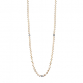 Cream Pearl Necklace With Pave Balls