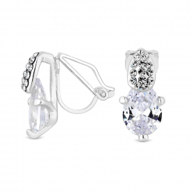 Crystal And Pave Double Pear Clip Earrings