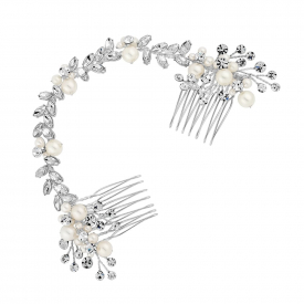 Elsa Silver Pearl And Crystal Small Double Comb