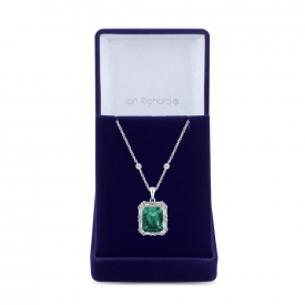 Emerald Green Rectangle Pendant Necklace