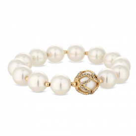 Gold Plated Cream Pearl Infinity  Bracelet