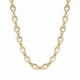Gold Plated Double Link Pearl Necklace