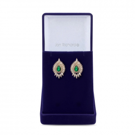 Gold Plated Emerald Green Cubic Zirconia Stud Earring – Gift Boxed
