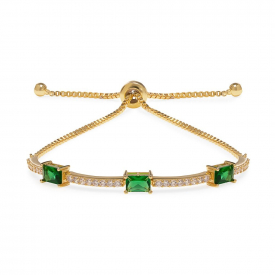 Gold Plated Green Baguette Toggle Bracelet