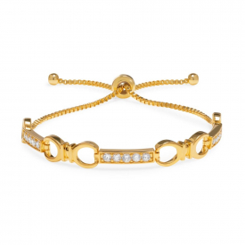 Gold Plated Pave Infinity Bar Toggle Bracelet