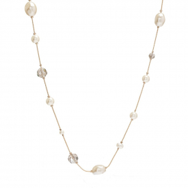 Gold Plated Pearl And Bead Double Row Necklace