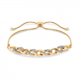 Gold Polished and Pave Chain Toggle Bracelet