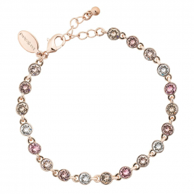Rose Gold Plated Pink Tennis Bracelet Embellished With Swarovski Crystals