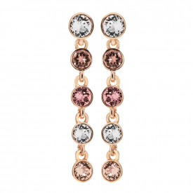 Rose Gold Plated Pink Tennis Earrings Embellished With Swarovski Crystals