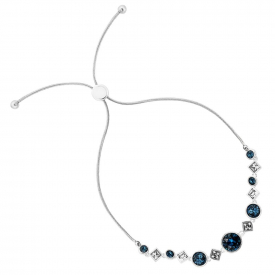 Silver Plated Blue Crystal Toggle Bracelet Embellished With Swarovski Crystals