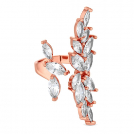 Rose Gold Plated Clear  Pear Leaf Sized Ring
