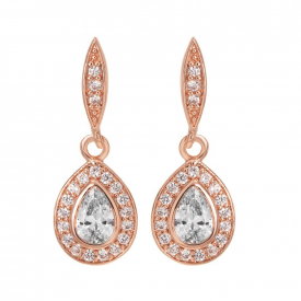 Rose Gold Plated Pave Pear Drop Earring