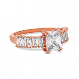 Rose Gold Square Baguette Stone Ring