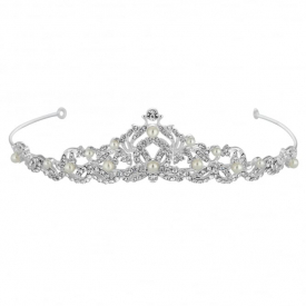 Silver Pearl And Crystal Isabella Swirl Tiara