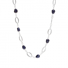 Silver Plated Blue Baroque Pearl Long Necklace