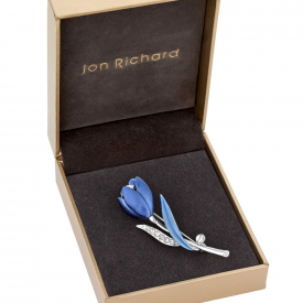 Silver Plated Blue Tulip Brooch – Gift Boxed