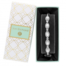 Silver Plated Crystal Navette Stone Bracelet – Gift Boxed