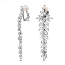 Silver Plated Crystal Statement Clip On Earring