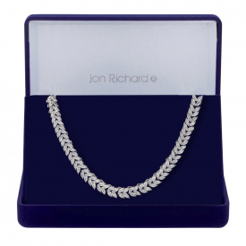 Silver Plated Cubic Zirconia Leaf Necklace – Gift Boxed