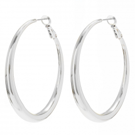 Silver Plated Large Polished Hoop Earrings
