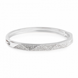 Silver Plated Pave Pyramid Bangle