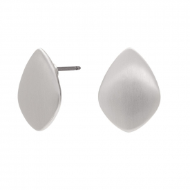 Silver Plated Polished Satin Nugget Stud Earring