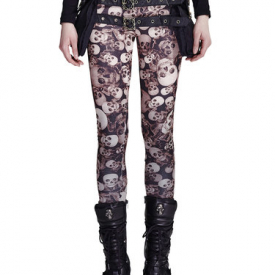 Coffee Skull Print Street Leggings