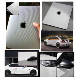 150*30CM 3D Carbon Fiber Film Vinyl Sticker Car Body / Interior Decoration White