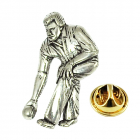 Lawn Bowls Player Bowling Pewter Lapel Pin Badge