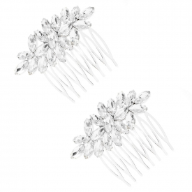 Silver Plated Crystal 2 Pack Combs