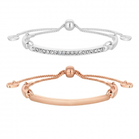 Two Tone Pave Crystal And Bar Toggle Bracelet Pack Of 2