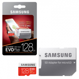 Samsung EVO Plus Micro SD SDXC Memory Card UHS-1 Class 10 with SD Card Adapter – 128GB