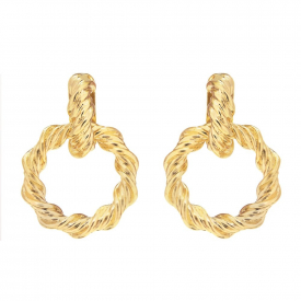 Gold Plated Double Link Twist Drop Earring