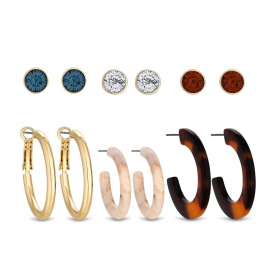Gold Plated Hoop And Resin Stud Earrings Pack Of 6
