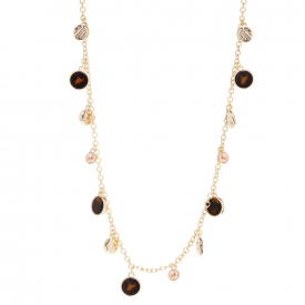 Gold Plated Tortoise Shell Resin Jangle Rope Necklace