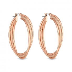 Rose Gold Plated Texture Cross Over Hoop Earring