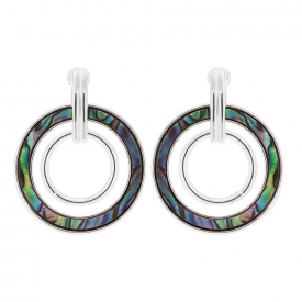 Silver Plated Abalone Circle Drop Earring