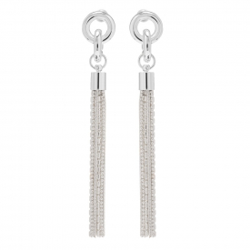 Silver Plated Chain Tassel Drop Earring