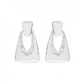 Silver Plated Texture Metal Drop Earrings