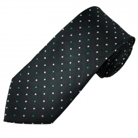 Navy, Green, Silver & Grey Polka Dot Men’s Tie