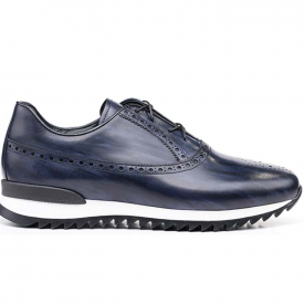 Nerva – Navy deco leather Low top running